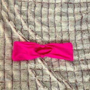 Pink Cut Out Bandeau Bikini Top